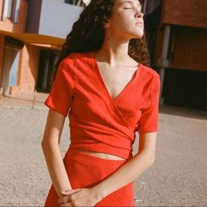 Paloma Wool Red Wrap Top